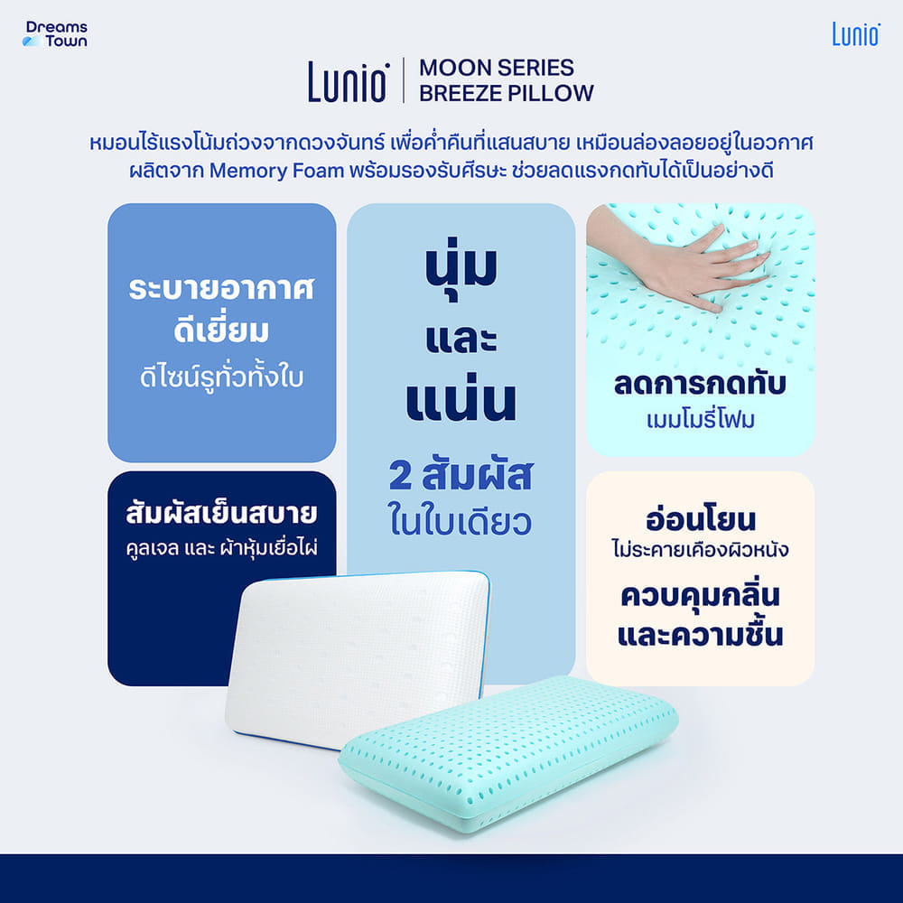 หมอนเมมโมรี่โฟม [แพคคู่] LUNIO MOON SERIES BREEZE PILLOW_6